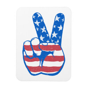 Peace American Flag Pattern Magnet