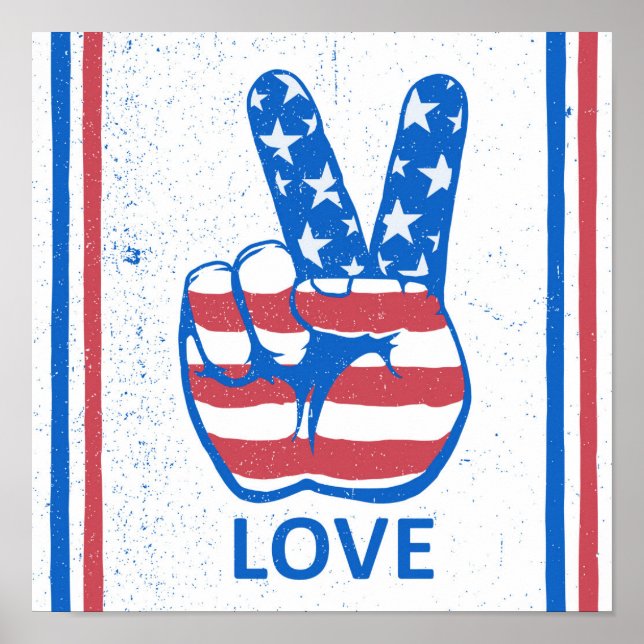 Peace American Flag Pattern Poster (Front)