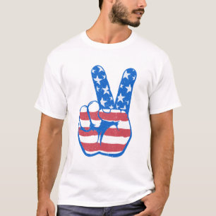 Peace American Flag Pattern T-Shirt