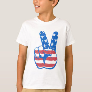 Peace American Flag Pattern T-Shirt