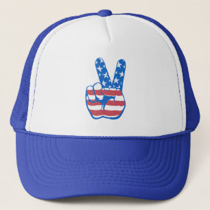 Peace American Flag Pattern Trucker Hat