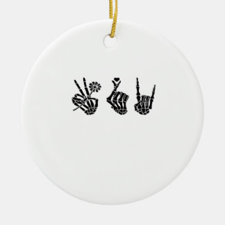 Peace And And Roll Skeleton Hands Classic Ceramic Ornament