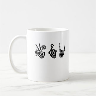 Peace And And Roll Skeleton Hands Classic Coffee Mug