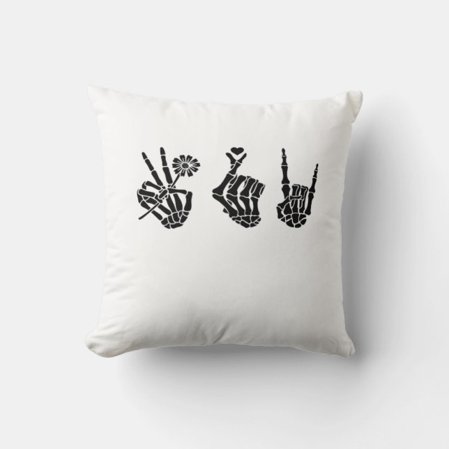 Peace And And Roll Skeleton Hands Classic Cushion (Front)