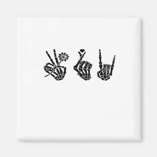 Peace And And Roll Skeleton Hands Classic Magnet