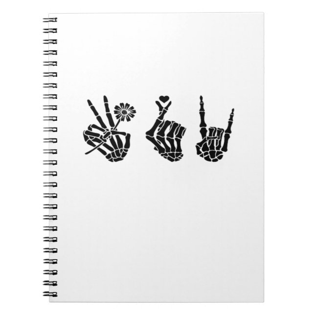 Peace And And Roll Skeleton Hands Classic Notebook (Front)
