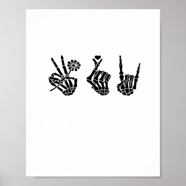 Peace And And Roll Skeleton Hands Classic Poster (Front)