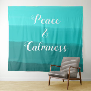 "Peace and Calmness" Water and Sky Blue Stripes Tapestry