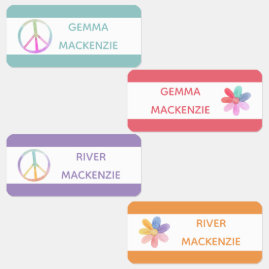 Peace and Flowers Boho Hippie Clothing Name Labels