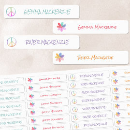 Peace and Flowers Boho Hippie Waterproof Name