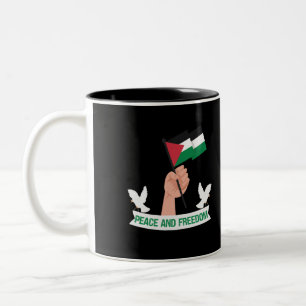 Peace and Freedom for Palestine Designs Two-Tone Coffee Mug