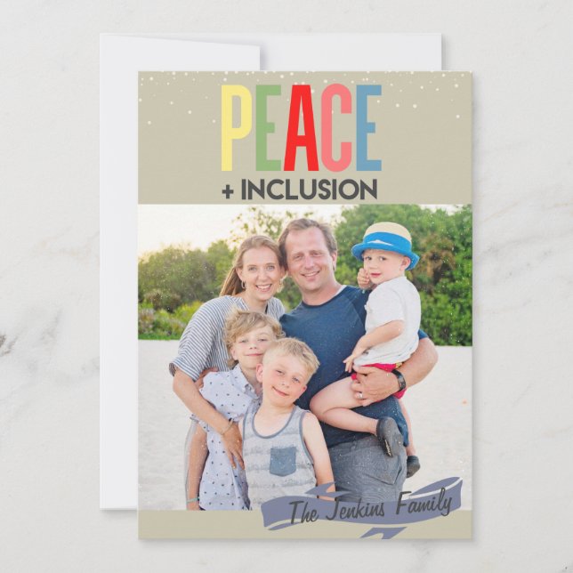 Peace and Inclusion Christmas Photo Template Card (Front)