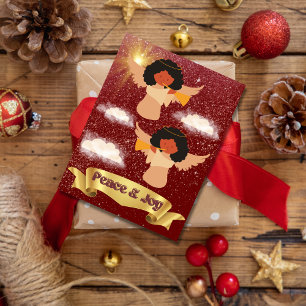 Peace and Joy African American Christmas Angels Holiday Postcard