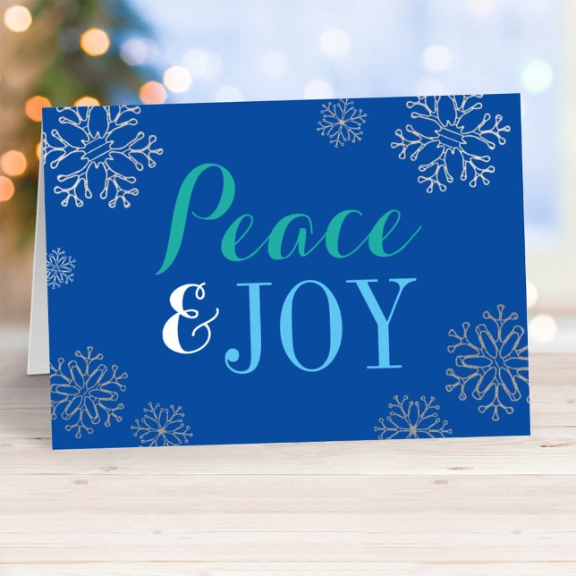 Peace and Joy Blue Corporate Business Holiday Card (Creator Uploaded)