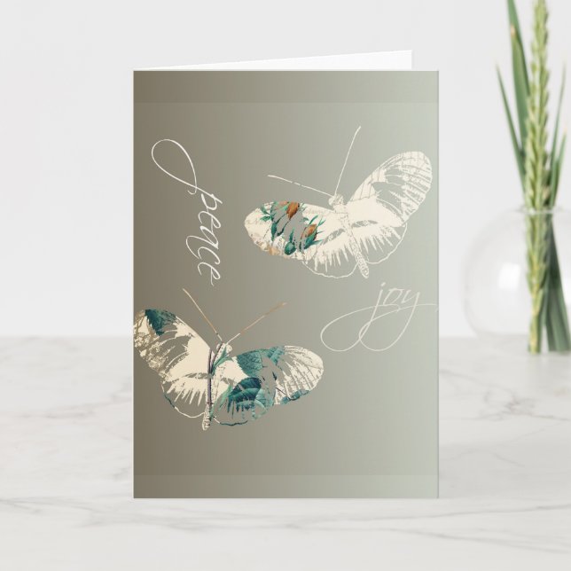 Peace and Joy Butterflies Holiday Card (Front)