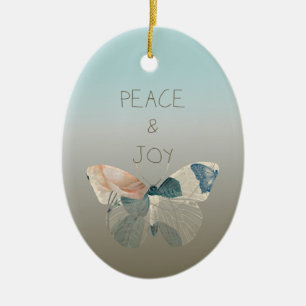 Peace and Joy Butterfly Ceramic Ornament
