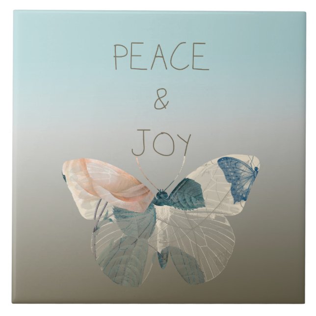 Peace and Joy Butterfly Ceramic Tile (Front)