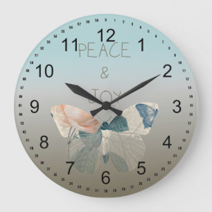 Peace and Joy Butterfly Large Clock