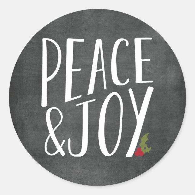 Peace and Joy Chalkboard Holiday Sticker (Front)