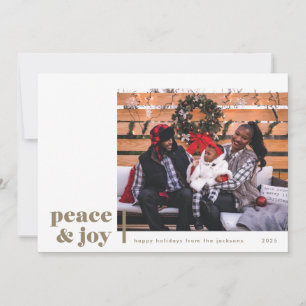 Peace and Joy Corner Taupe Photo Holiday Card