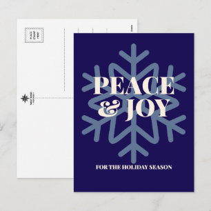 Peace and Joy for the Holiday Season Typography Postcard