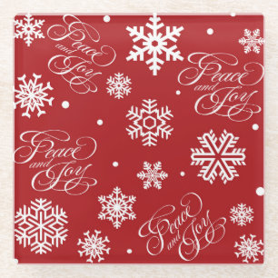 Peace and joy glass coaster