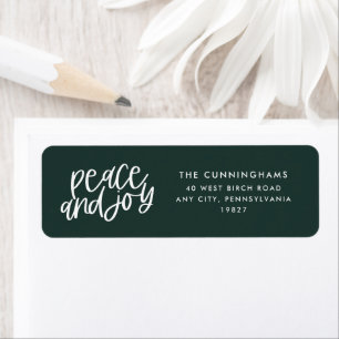 Peace and Joy Green Holiday Return Address Label