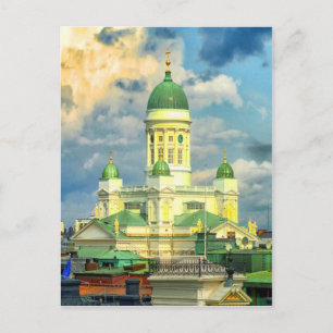 Peace and joy helsinki finland church skyline holiday postcard
