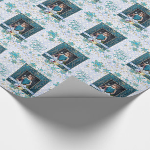 Peace and Joy in Blue with Your Photo Wrapping Paper