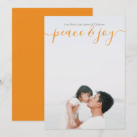 Peace And Joy Modern Christmas Orange Card