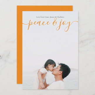 Peace And Joy Modern Christmas Orange Card