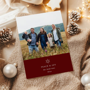 Peace And Joy Snowflake Photo Holiday Card