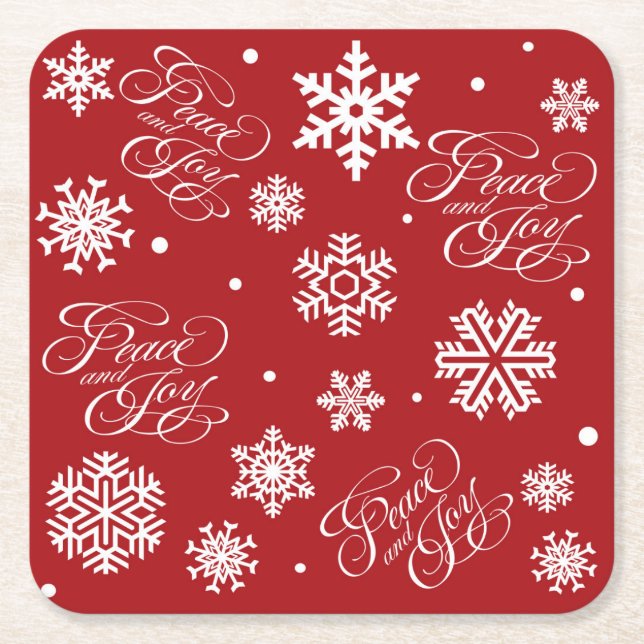 Peace and joy square paper coaster (Front)