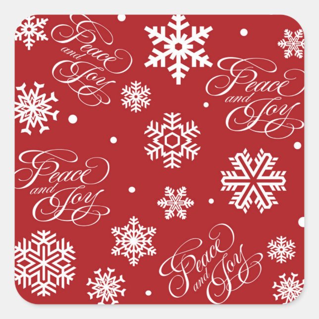Peace and joy square sticker (Front)