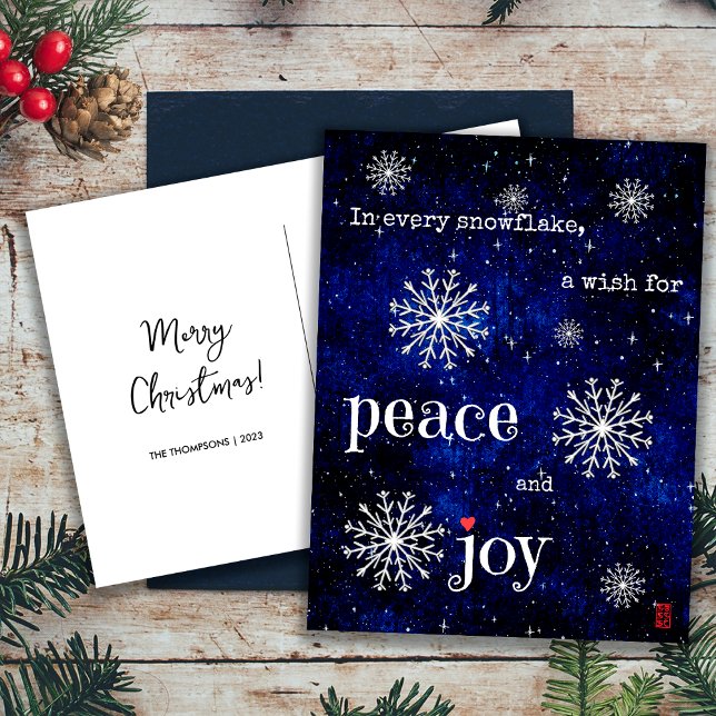 Peace and Joy Starry Night Christmas Wishes  Holiday Postcard (Front and Back)