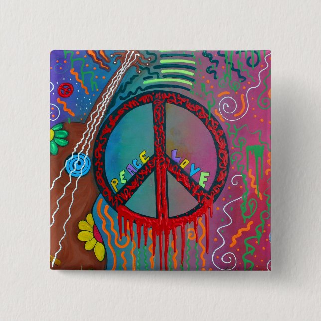 Peace and Love 15 Cm Square Badge (Front)