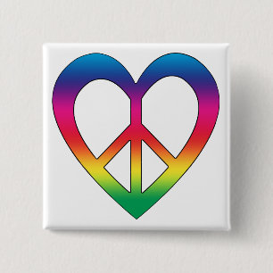 Peace and Love 15 Cm Square Badge