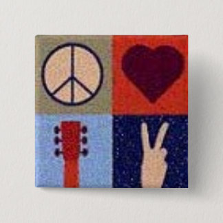 Peace and love. 15 cm square badge