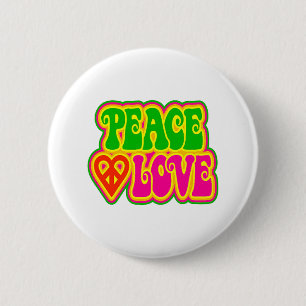 peace and love 6 cm round badge