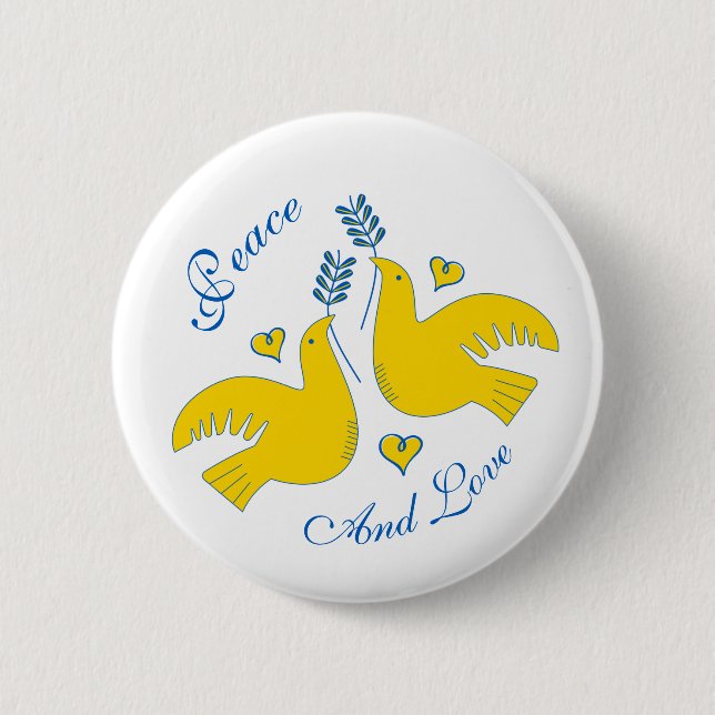 Peace and Love 6 Cm Round Badge (Front)