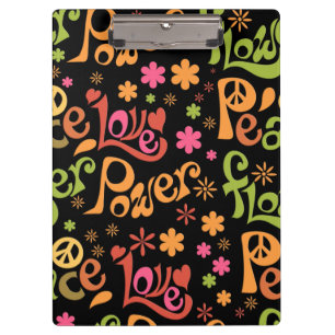 Peace and Love All Over Slogan Art Clipboard