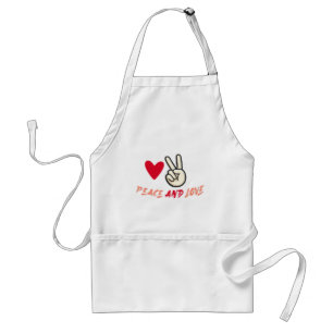 Peace and Love Apron Heart and Peace Sign Graphi