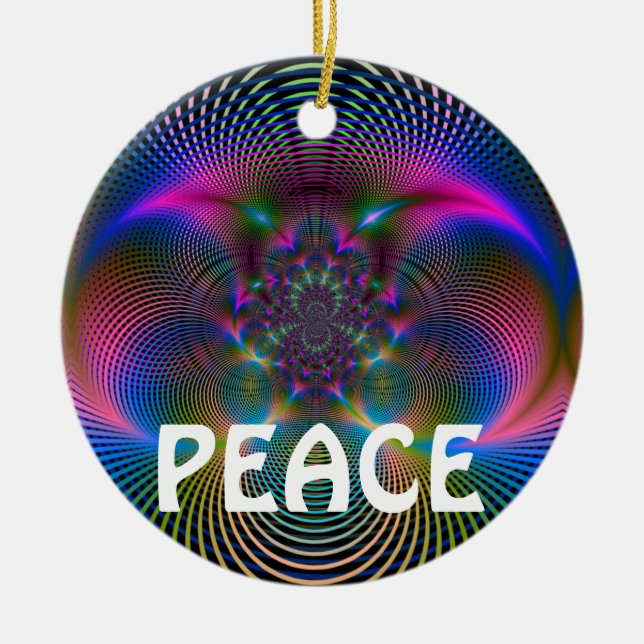PEACE and LOVE Ceramic Ornament (Front)