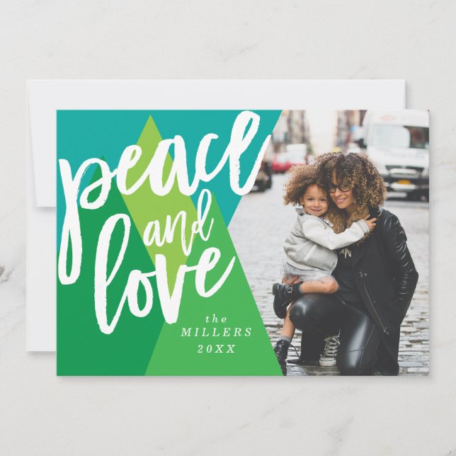 Peace and Love Christmas Photo Card, Holiday Card (Front)