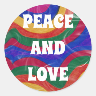 PEACE AND LOVE CLASSIC ROUND STICKER