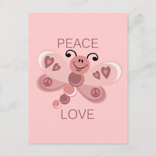 PEACE AND LOVE DRAGONFLY POSTCARD