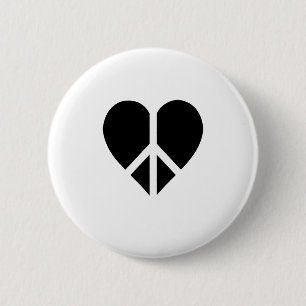 Peace and love in one heart 6 cm round badge