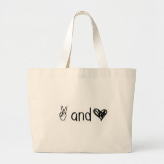 Peace And Love Large Tote Bag