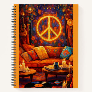 peace and love lounge oil painting textured notebook
