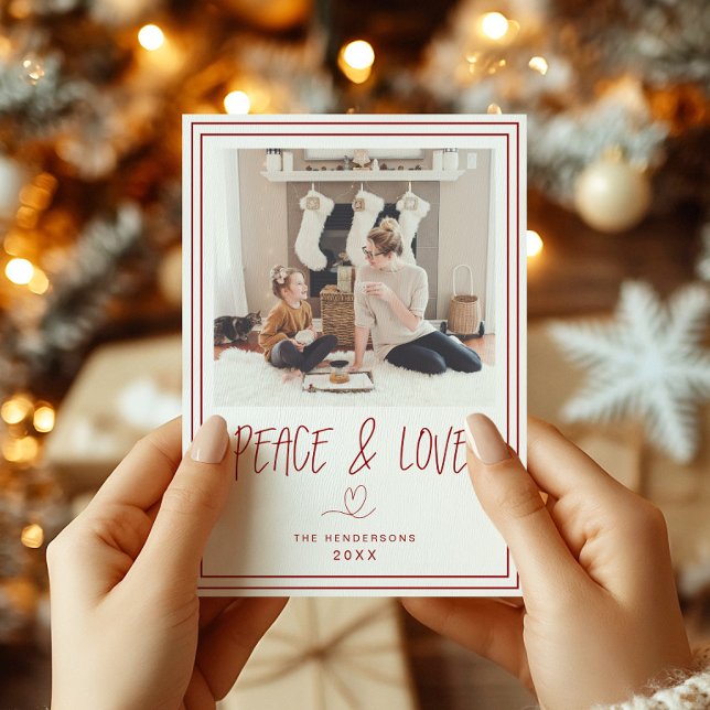 Peace and Love Minimalist Christmas Card (Creator Uploaded)